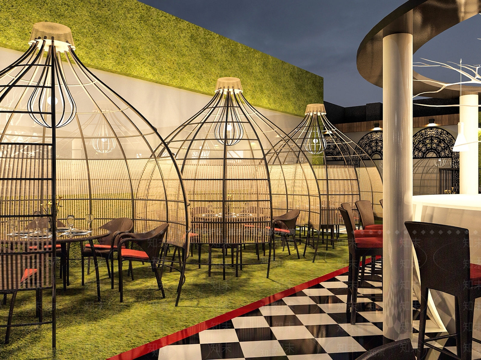 现代鸟笼廊架SU模型下载【ID:1123670302】