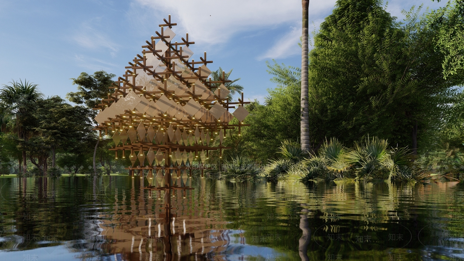 现代户外几何雕塑小品SU模型下载【ID:1123675360】