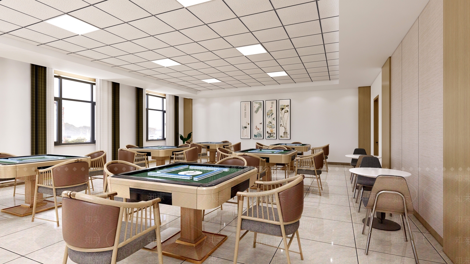 现代棋牌室SU模型下载【ID:1123679330】