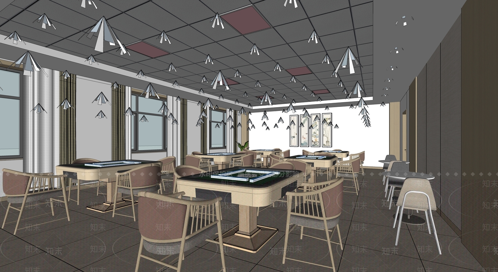 现代棋牌室SU模型下载【ID:1123679330】