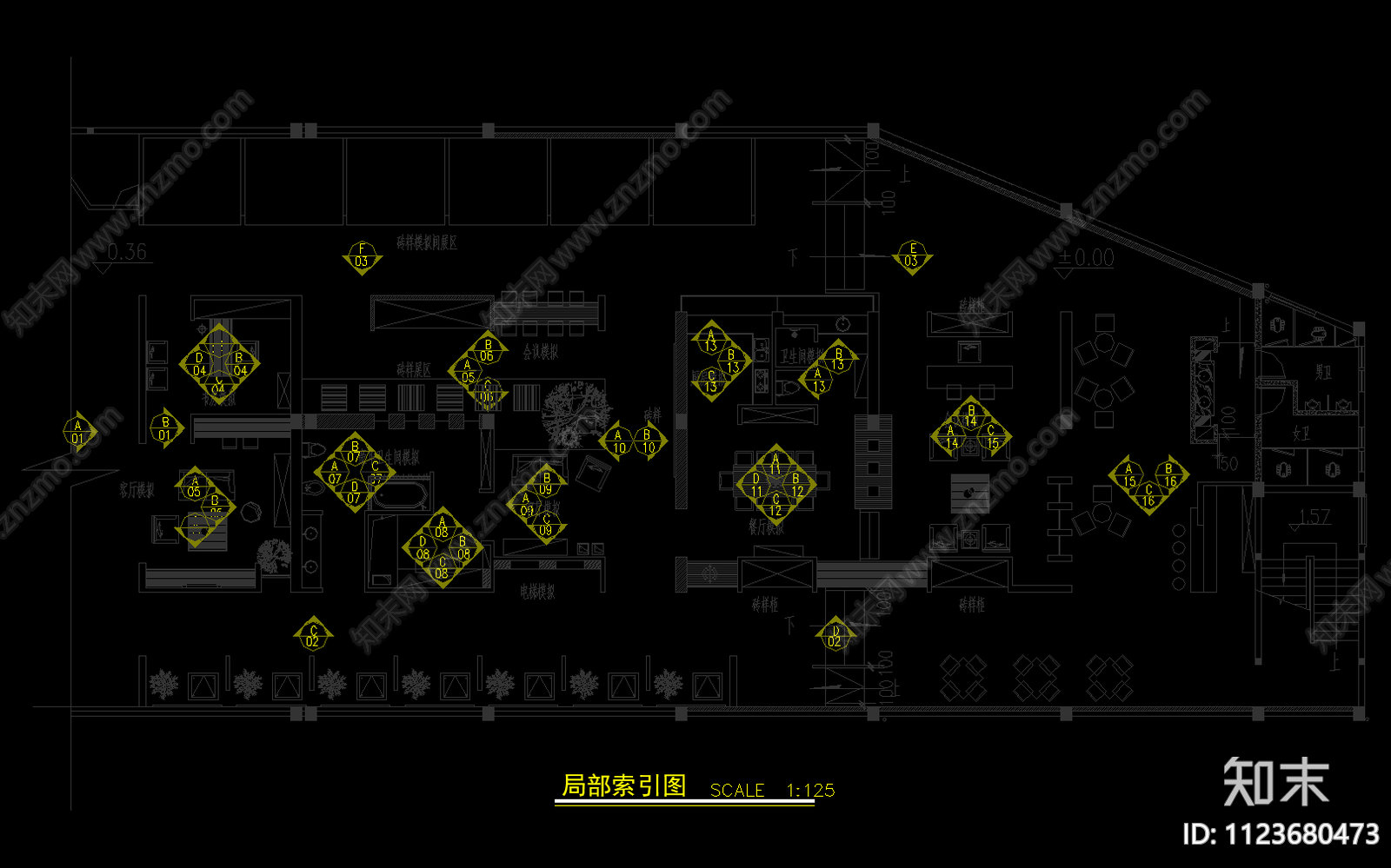 现代办公室cad施工图下载【ID:1123680473】