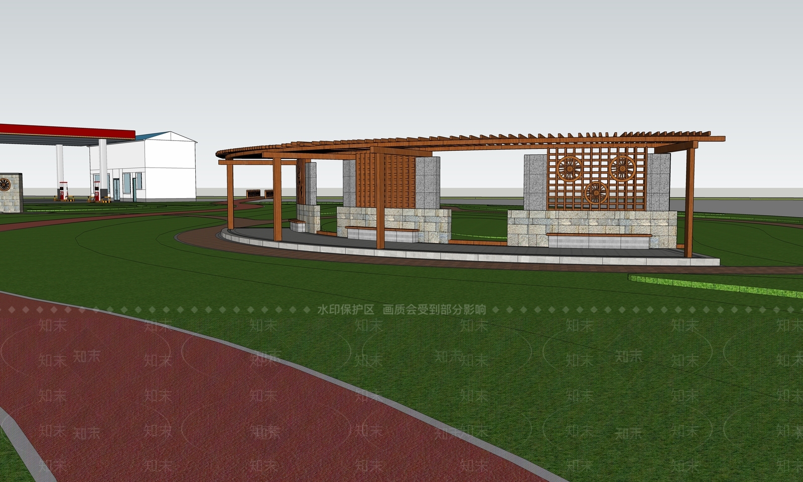 现代公园景观SU模型下载【ID:1123682194】