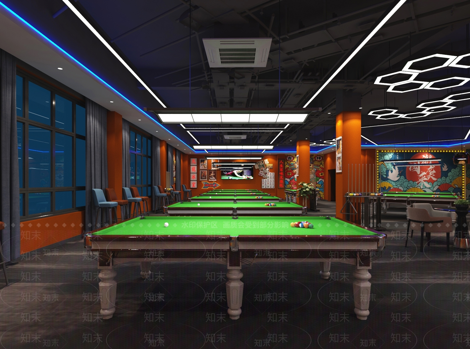 现代台球俱乐部3D模型下载【ID:1123684857】