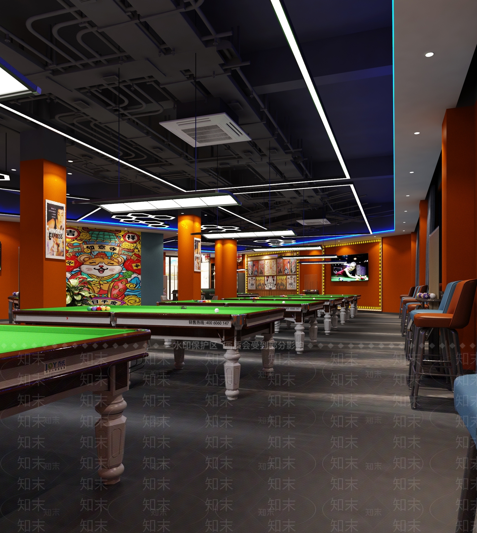 现代台球俱乐部3D模型下载【ID:1123684857】
