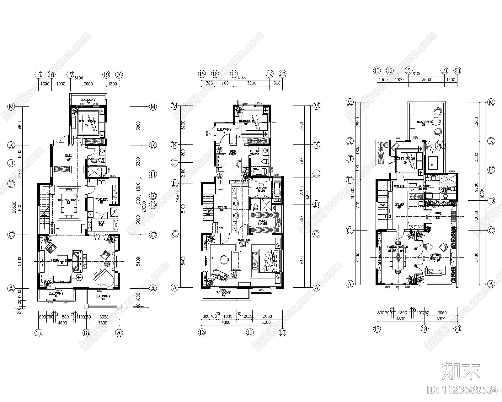 法式别墅住宅精装修施工图cad施工图下载【ID:1123688534】