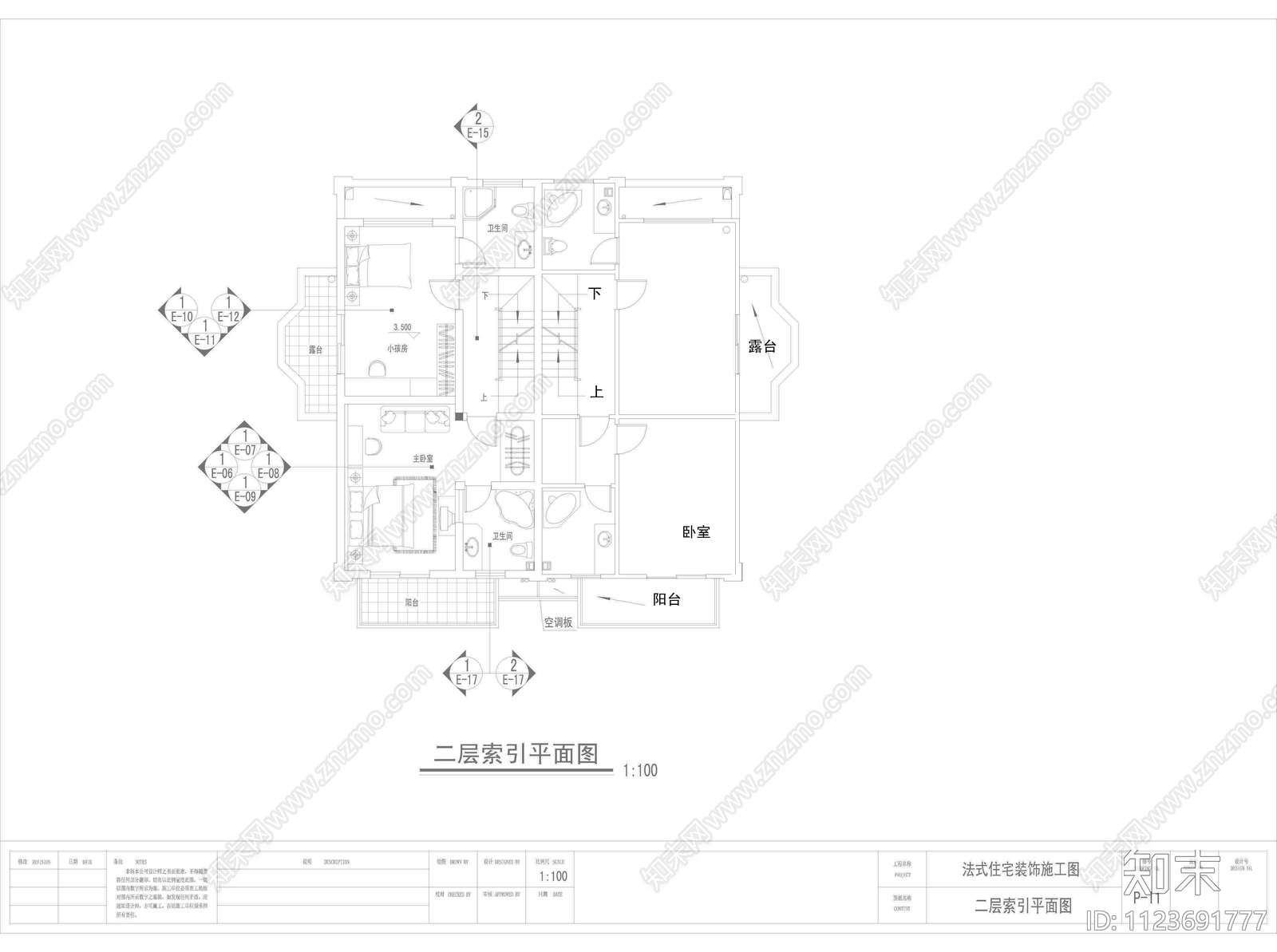 法式住宅装修cad施工图下载【ID:1123691777】