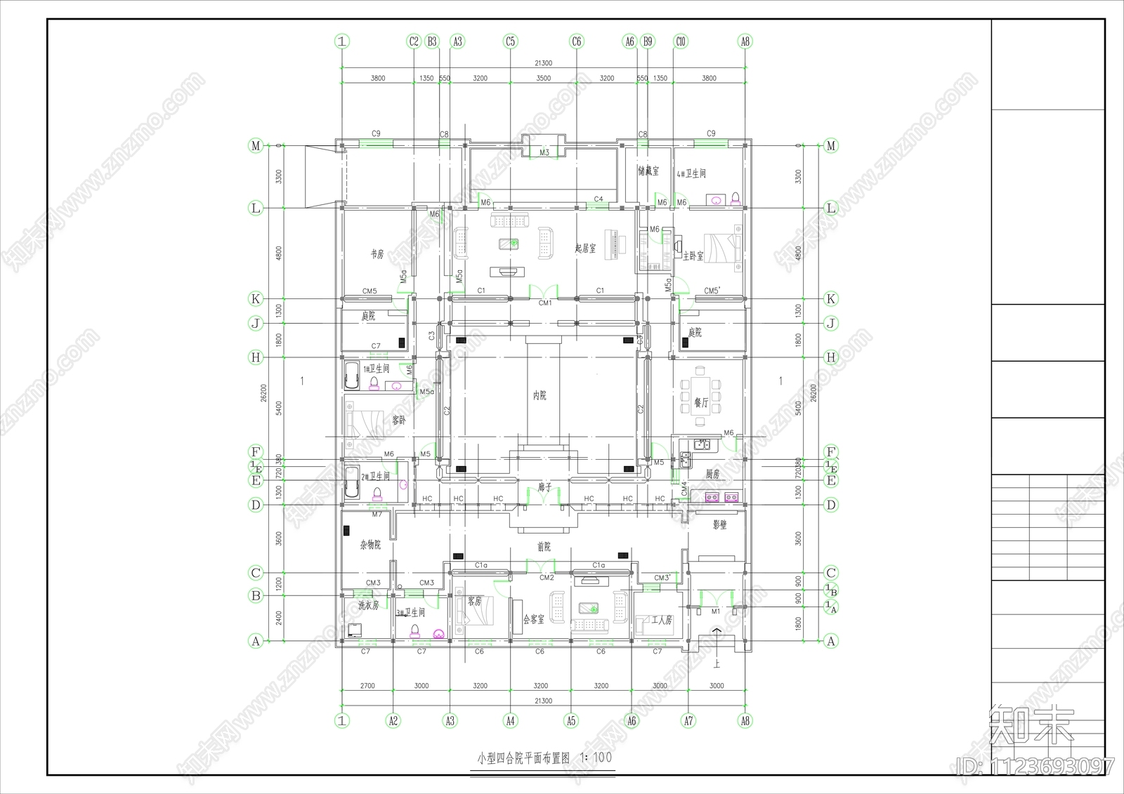 中式自建房设计cad施工图下载【ID:1123693097】