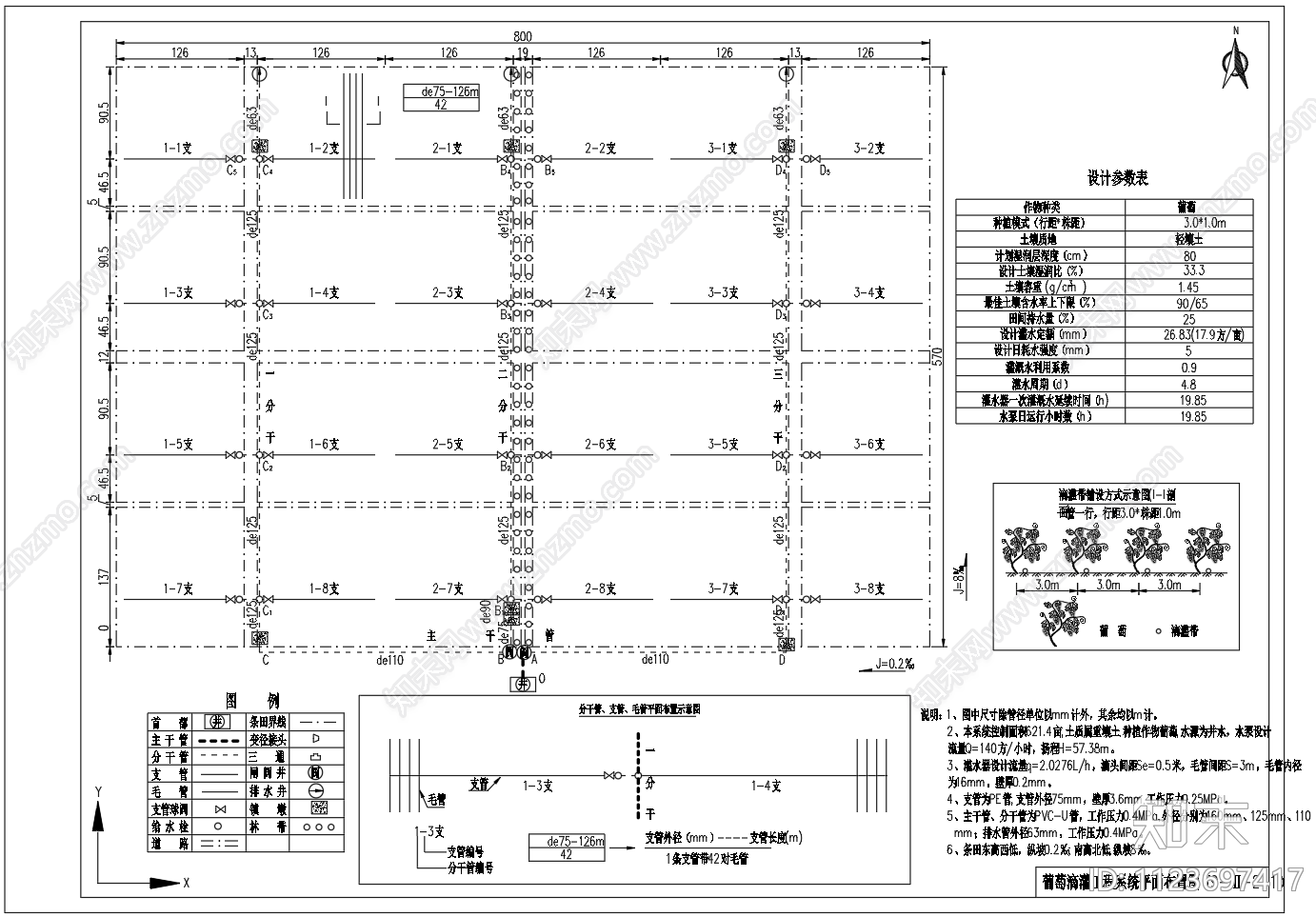 葡萄滴灌工程平面布置图施工图下载【ID:1123697417】