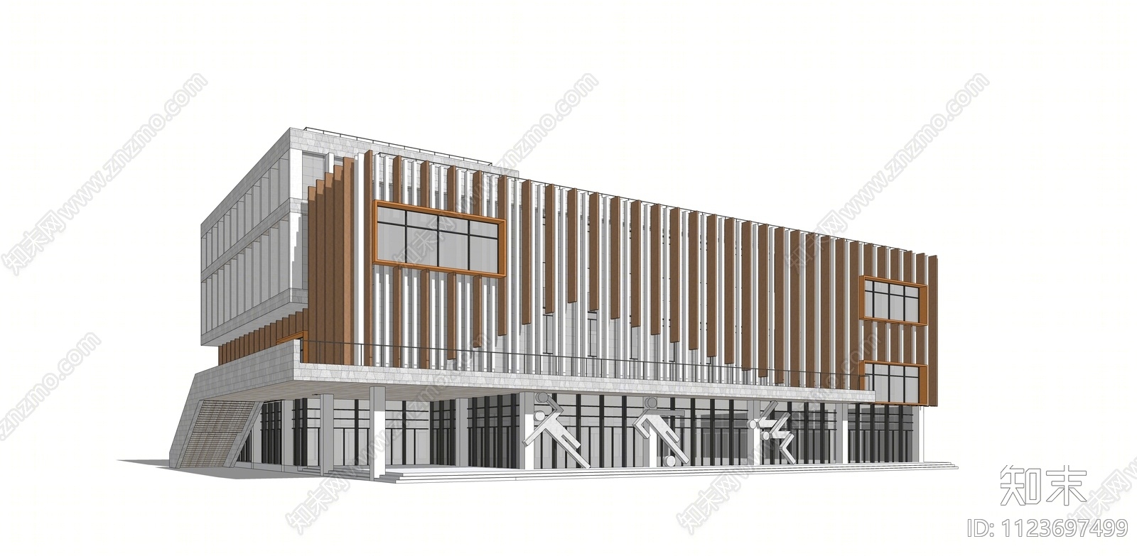 现代学校运动场馆SU模型下载【ID:1123697499】