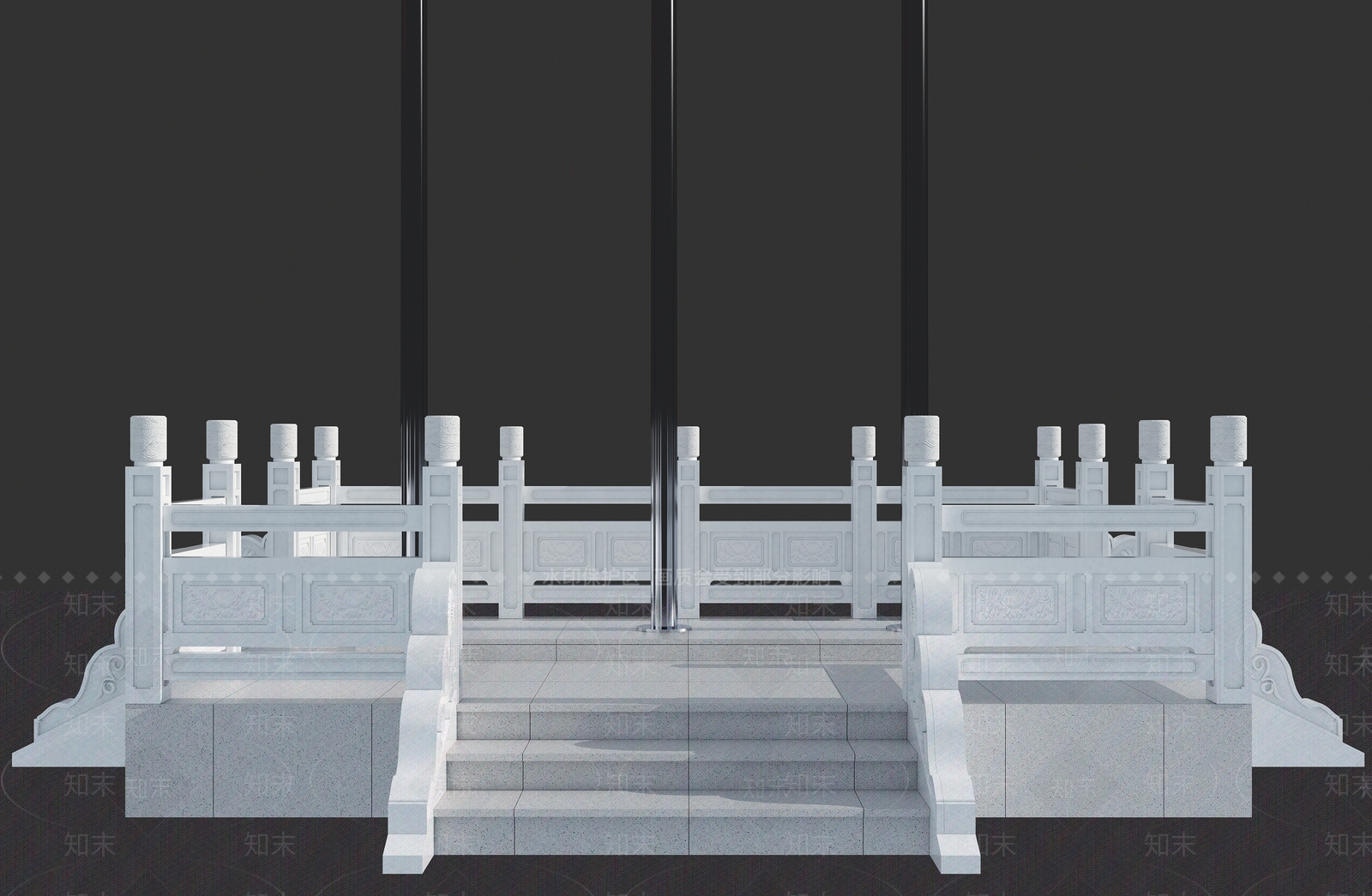 简欧旗台栏杆3D模型下载【ID:1130348497】