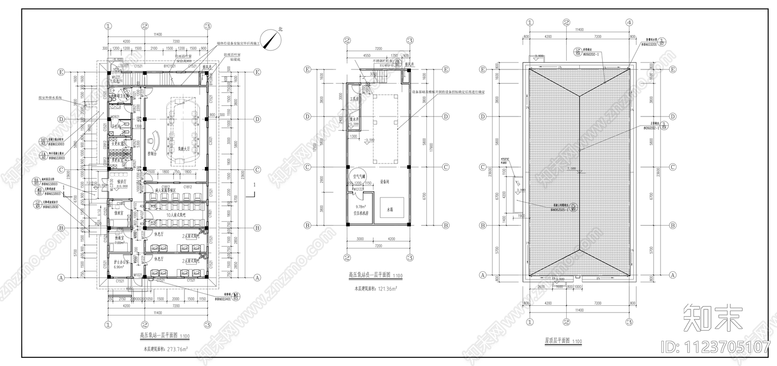 医疗高压氧站cad施工图下载【ID:1123705107】