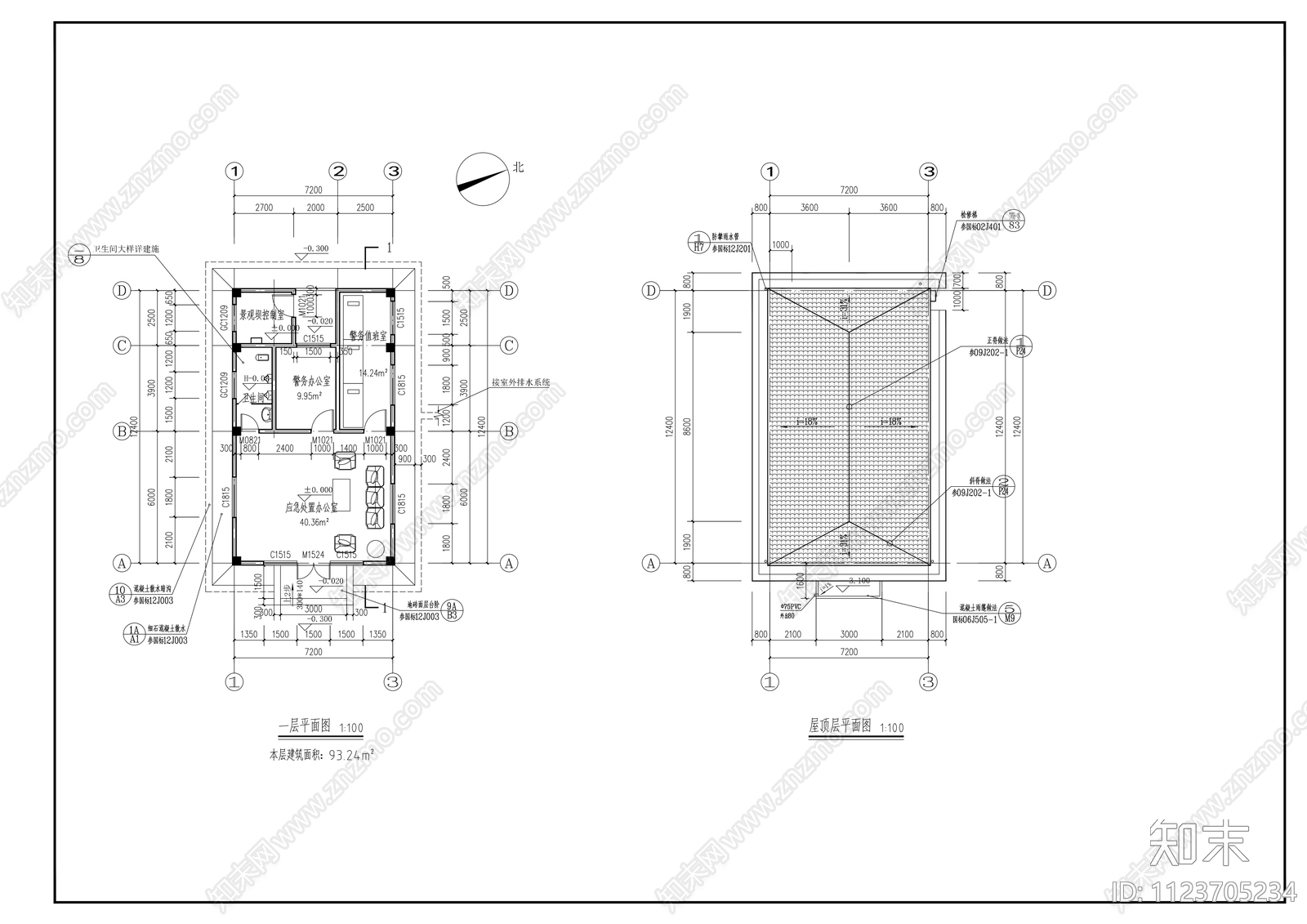 医疗警务室cad施工图下载【ID:1123705234】