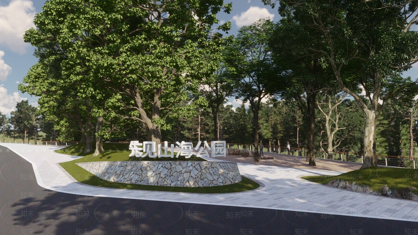 现代林荫公园SU模型下载【ID:1123705763】
