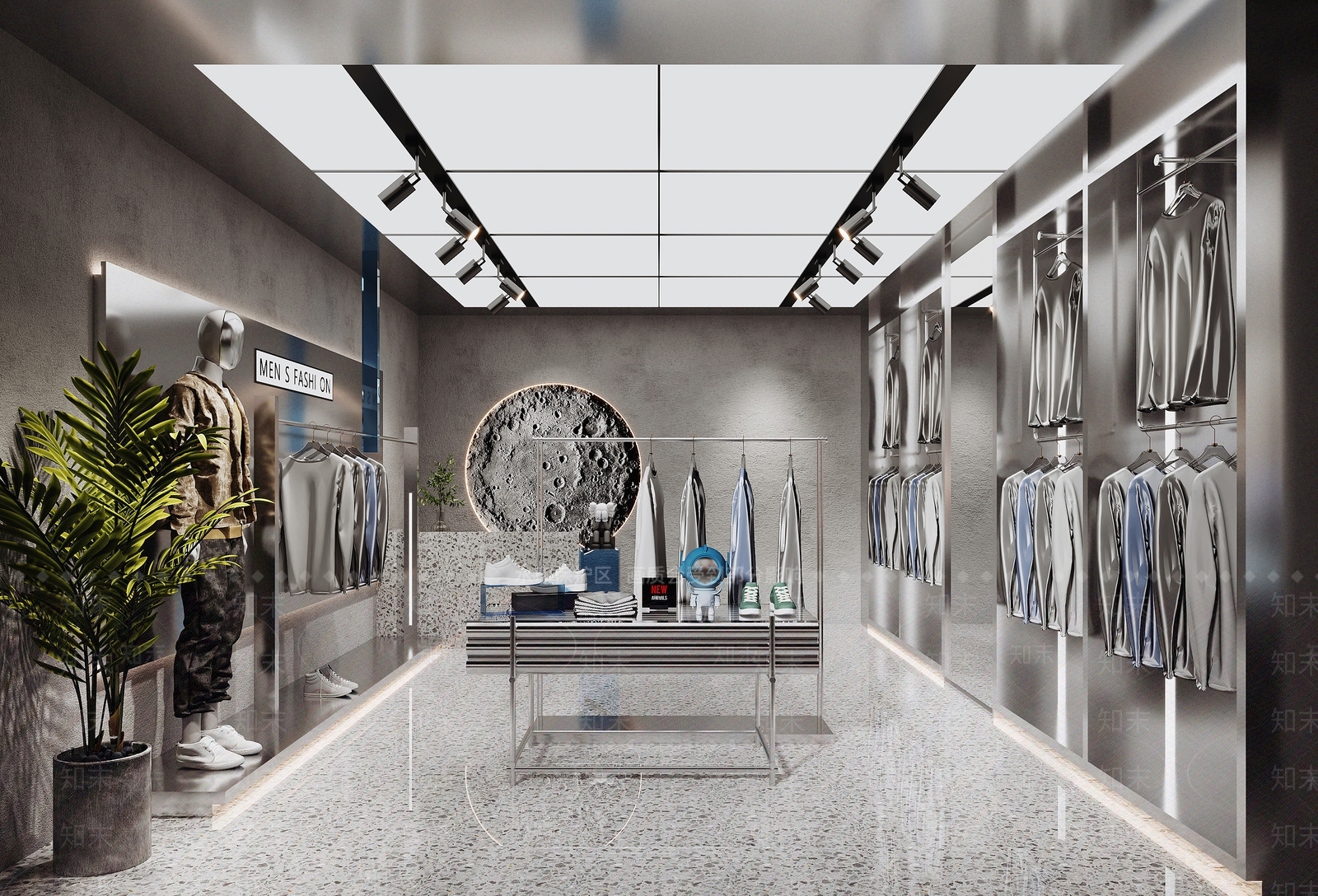 现代潮牌男装服装店SU模型下载【ID:1123706957】