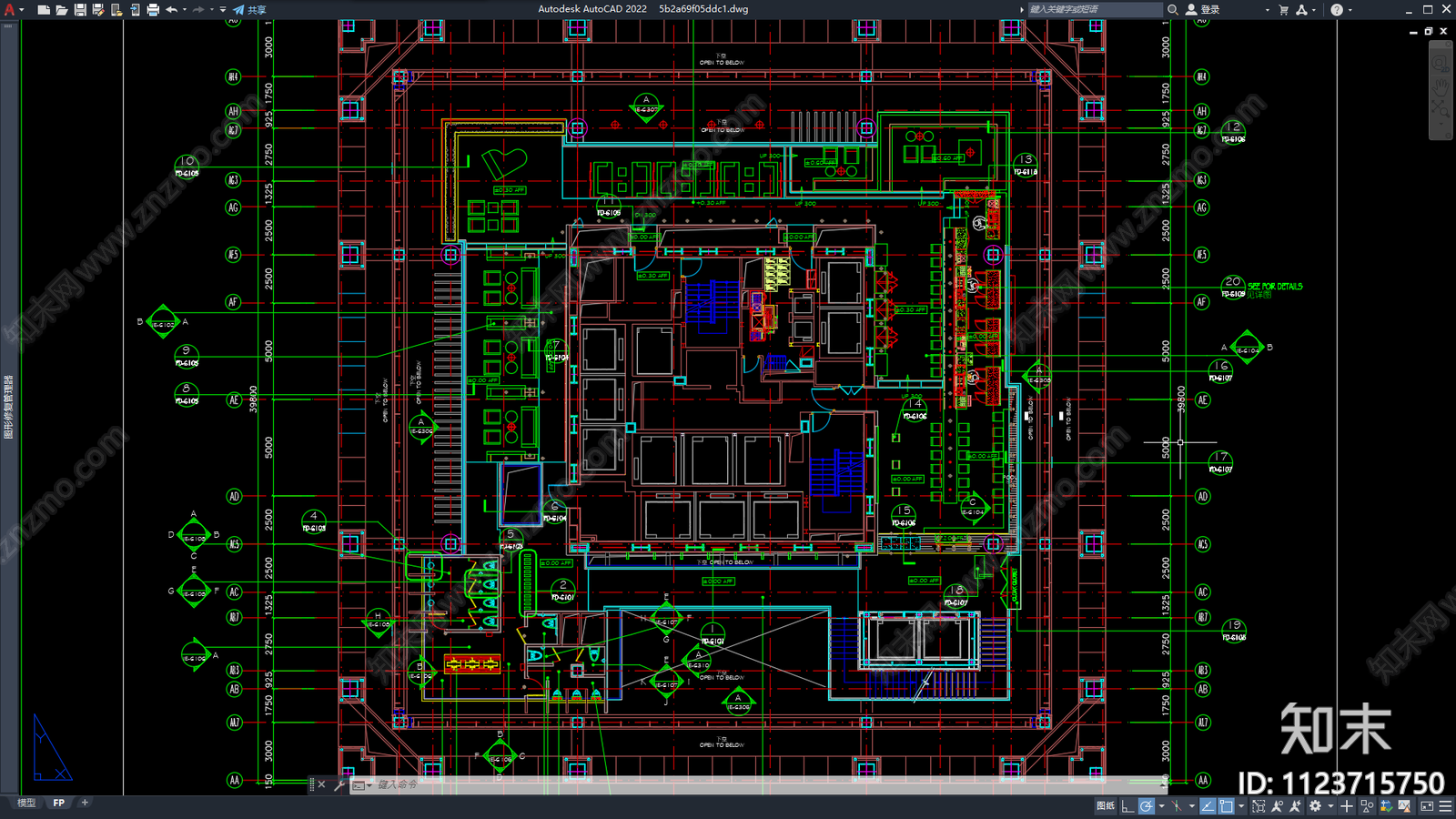 现代简约酒店空间设计cad施工图下载【ID:1123715750】