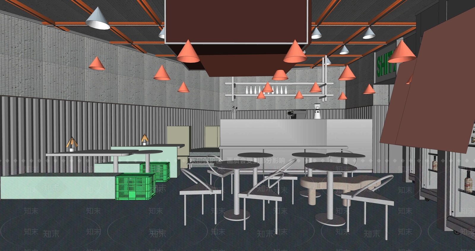 【SU悬赏模型】现代风格快餐店SU模型下载【ID:1123942267】