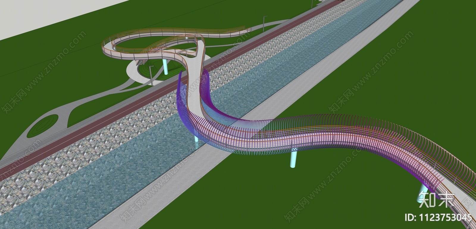 现代景观桥SU模型下载【ID:1123753045】