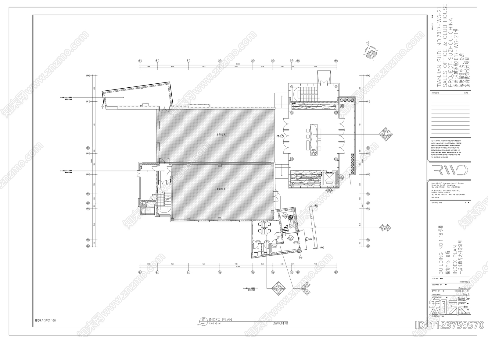 苏州天健项目地块售楼部cad施工图下载【ID:1123759570】