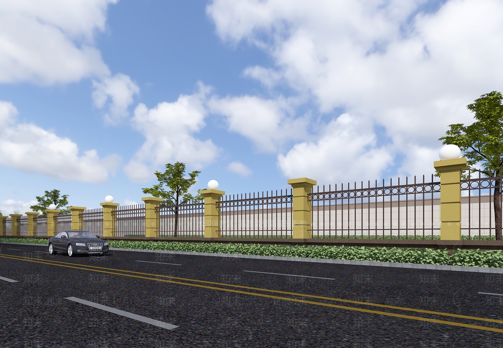 现代铁艺围栏3D模型下载【ID:1123759584】