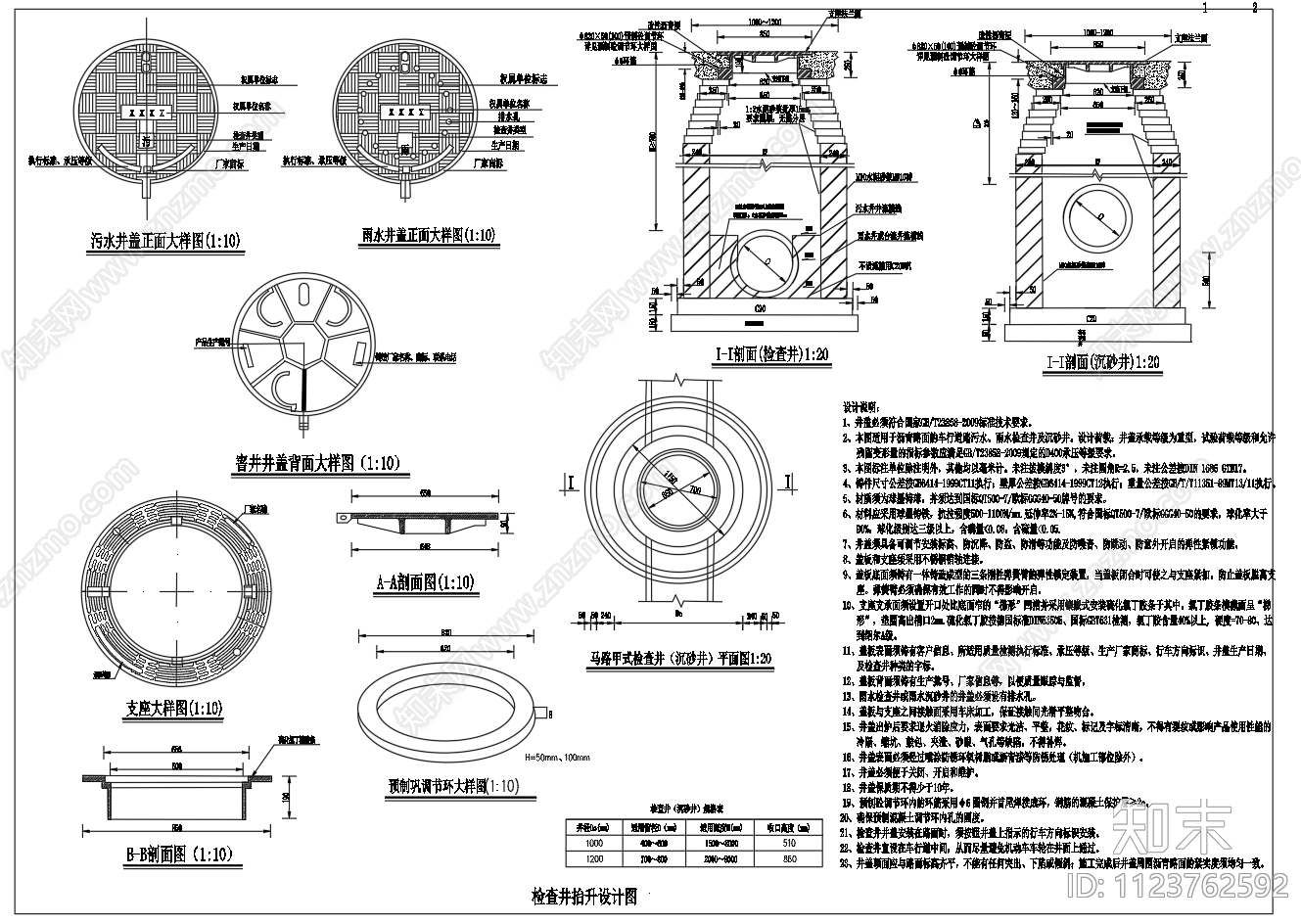 雨水井井盖设计施工图下载【ID:1123762592】