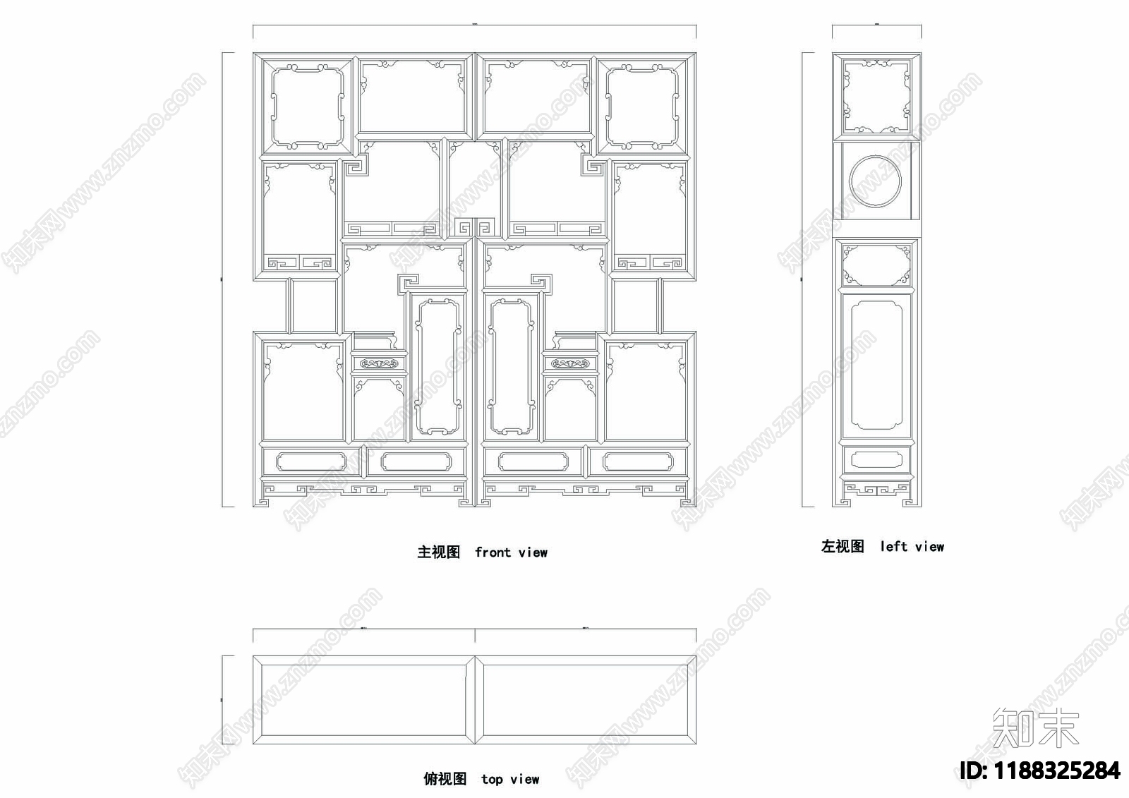 中式柜子施工图下载【ID:1188325284】