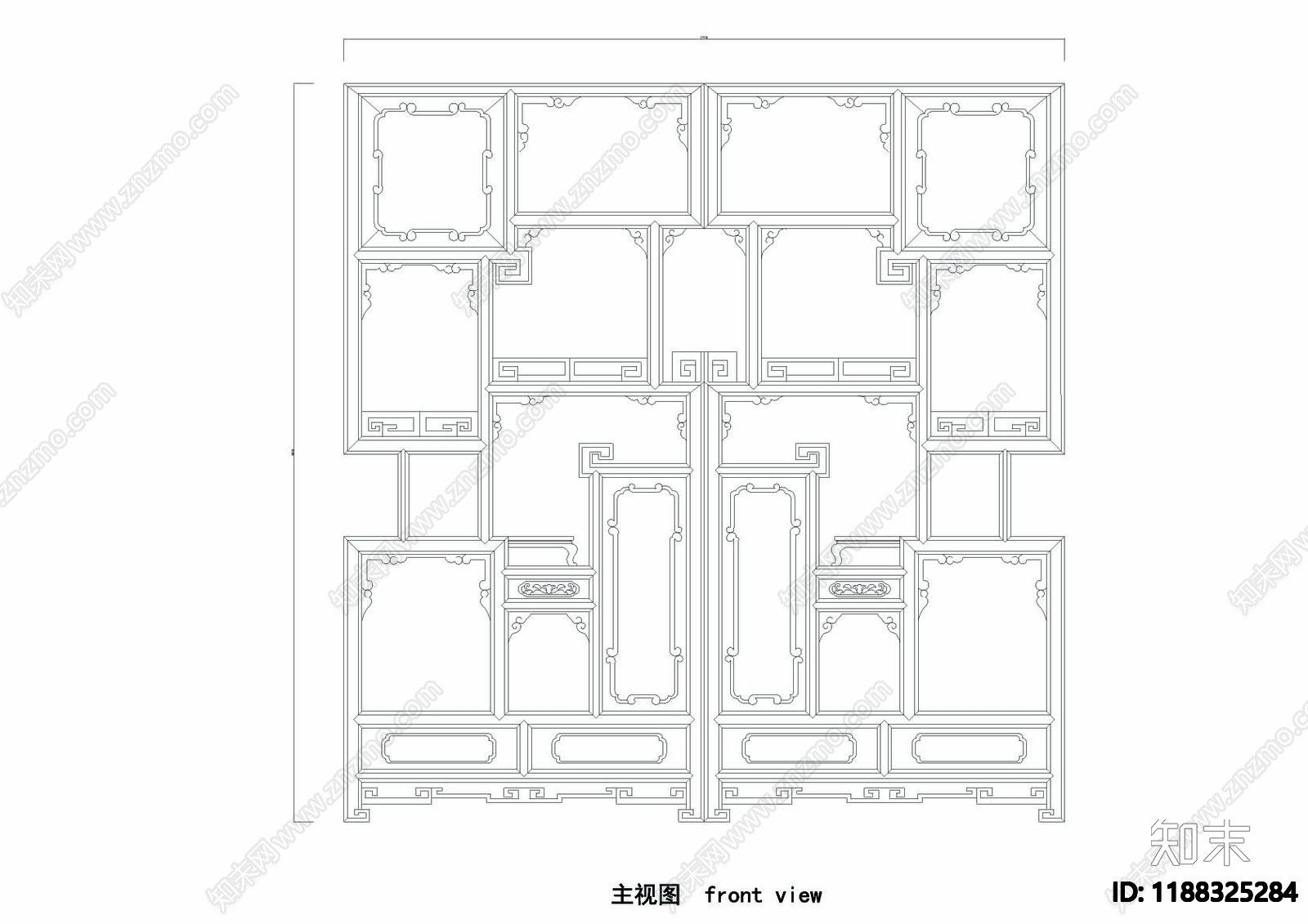 中式柜子cad施工图下载【ID:1188325284】