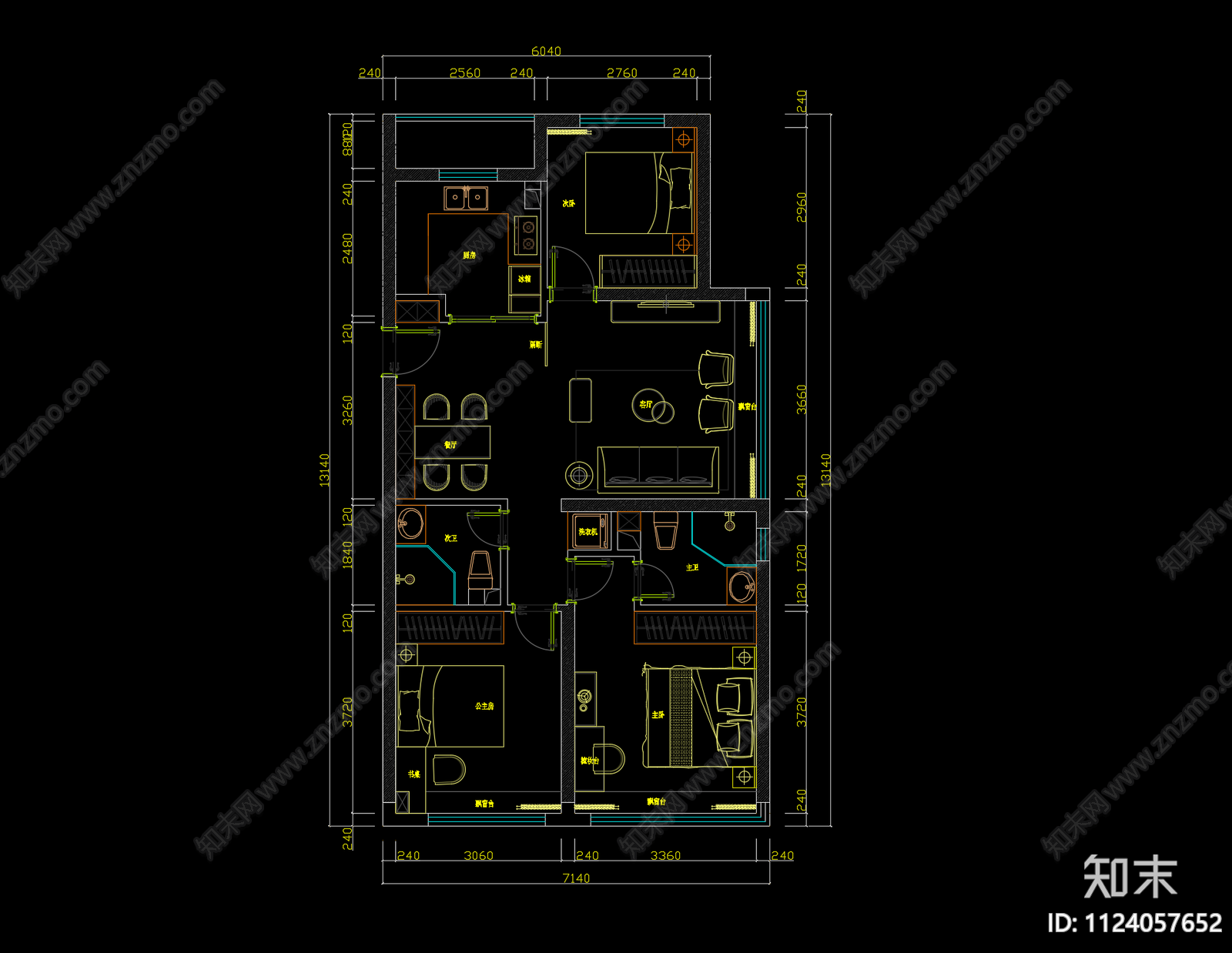 新中式家装cad施工图下载【ID:1124057652】