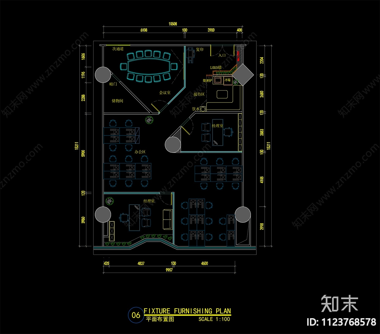 现代办公空间cad施工图下载【ID:1123768578】