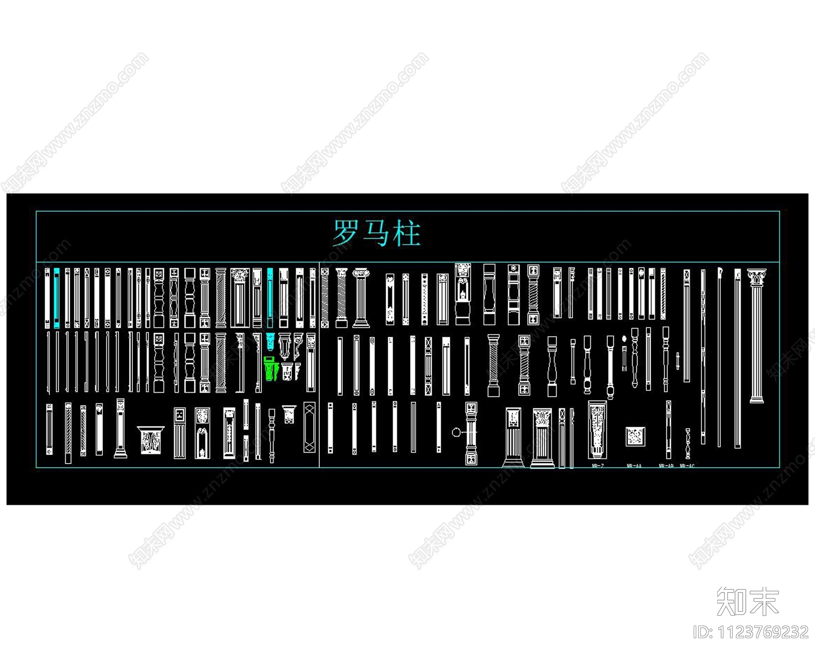 2022欧式罗马柱雕刻图案cad施工图下载【ID:1123769232】