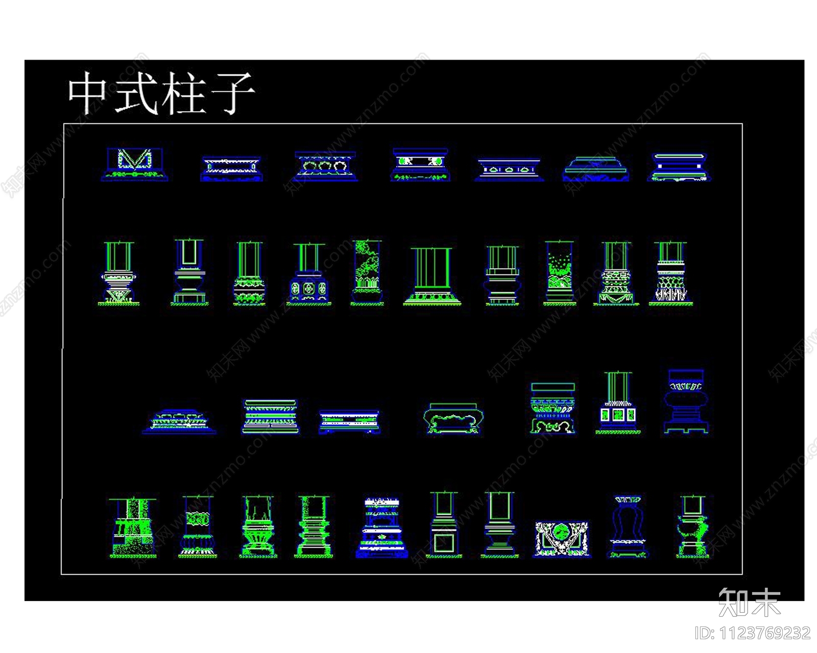 2022欧式罗马柱雕刻图案cad施工图下载【ID:1123769232】