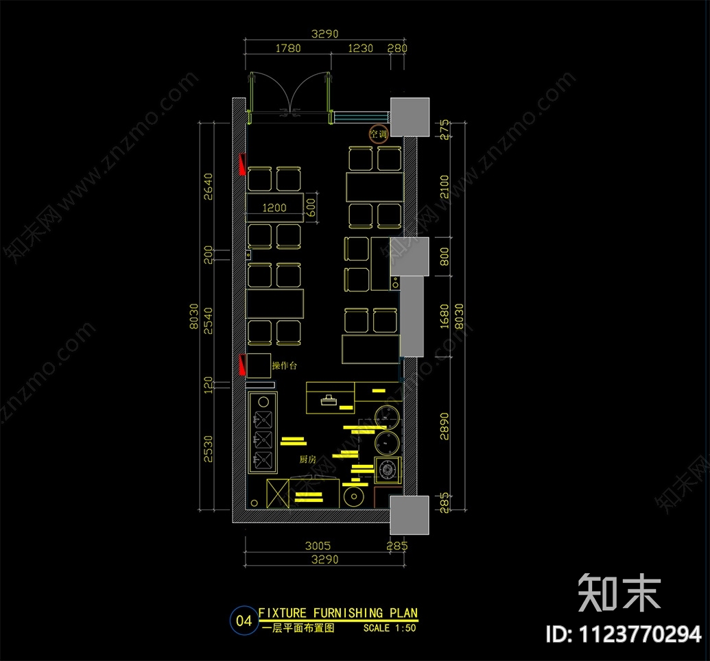 抄手店cad施工图下载【ID:1123770294】