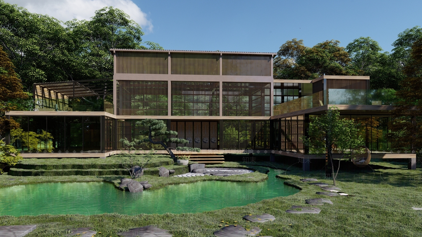 现代民宿建筑SU模型下载【ID:1123772336】