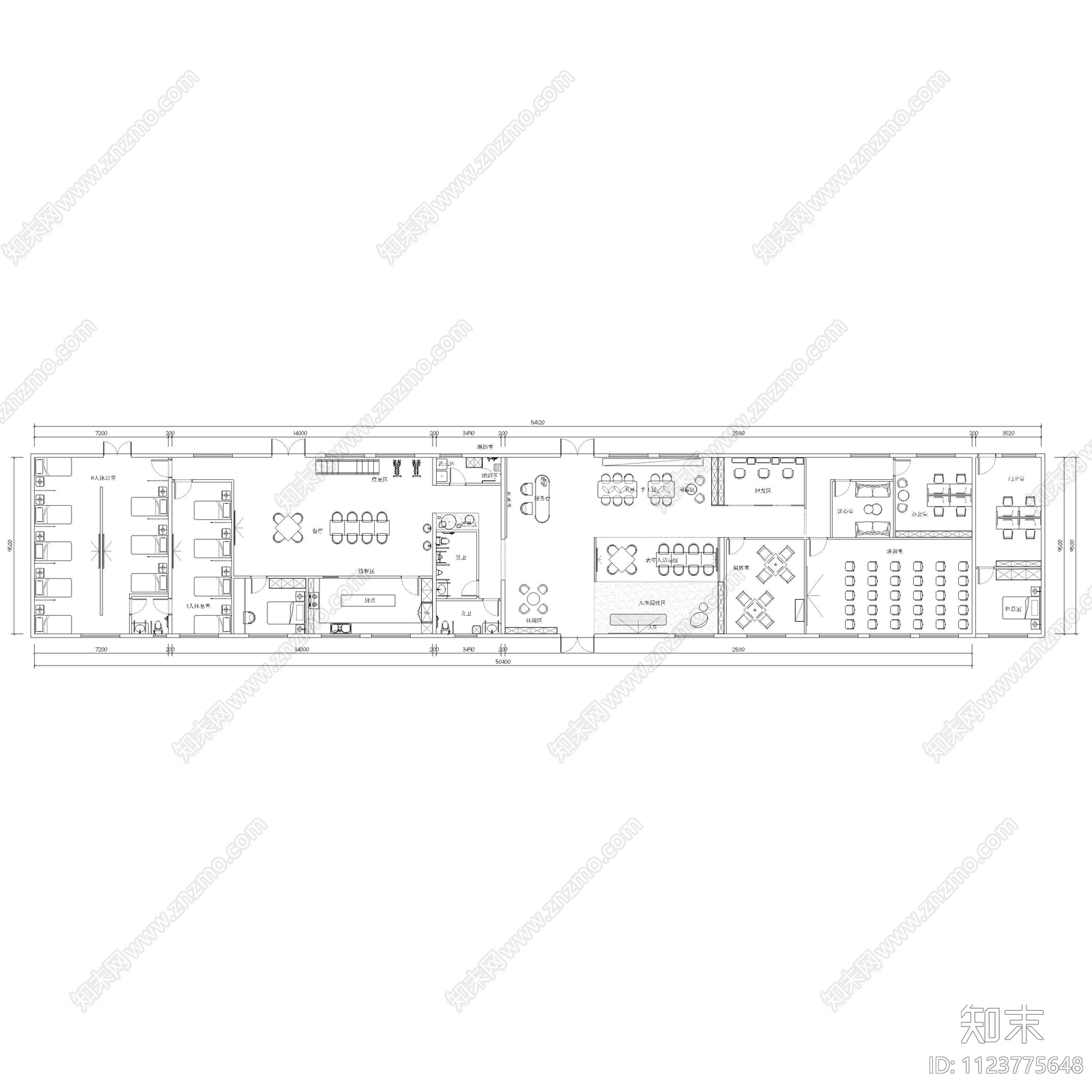 某社区养老中心平面布置图cad施工图下载【ID:1123775648】