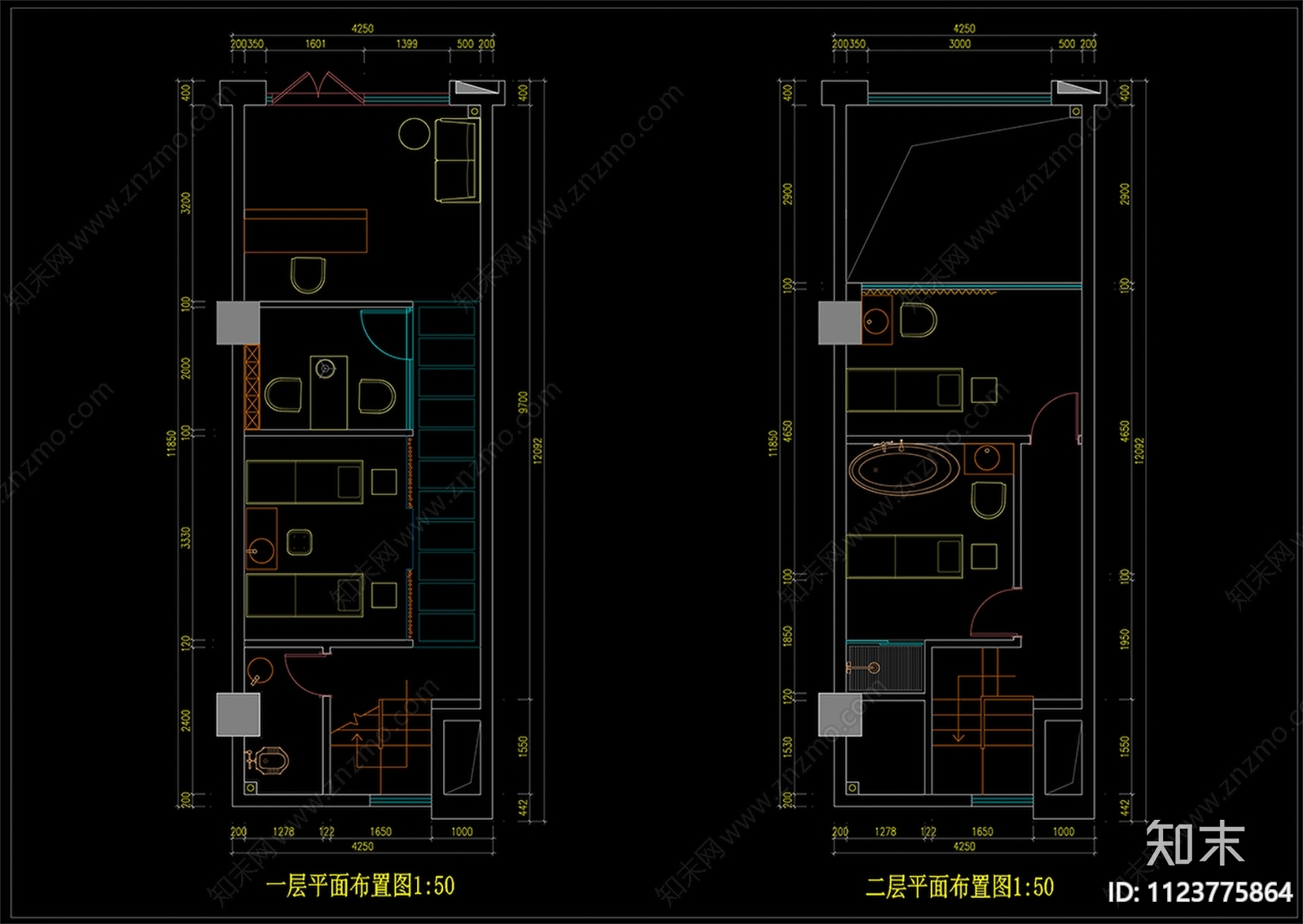 现代美容店施工图cad施工图下载【ID:1123775864】