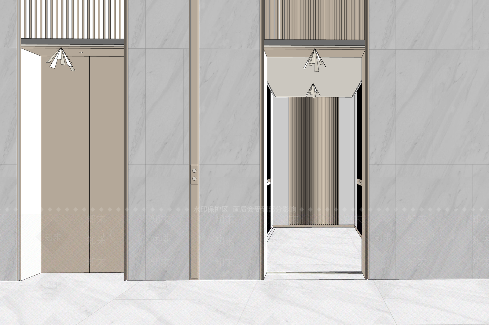 现代电梯厅SU模型下载【ID:1123777464】