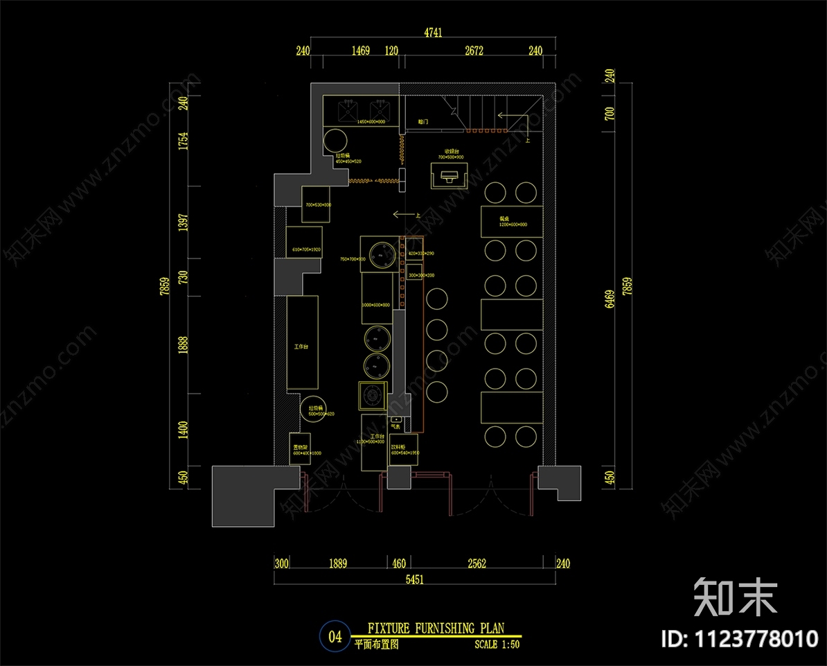 现代米线店cad施工图下载【ID:1123778010】