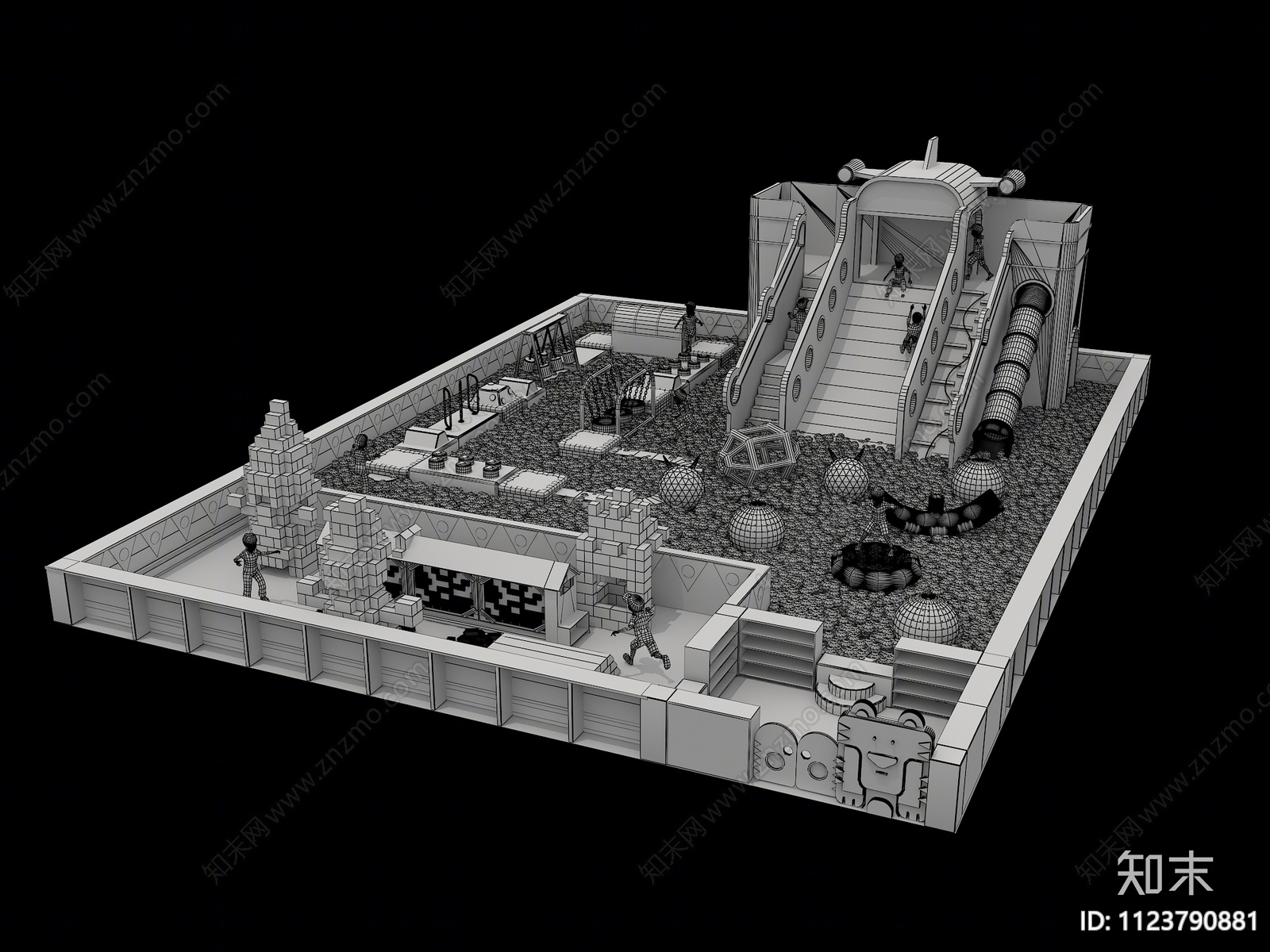 现代淘气堡百万球池3D模型下载【ID:1123790881】