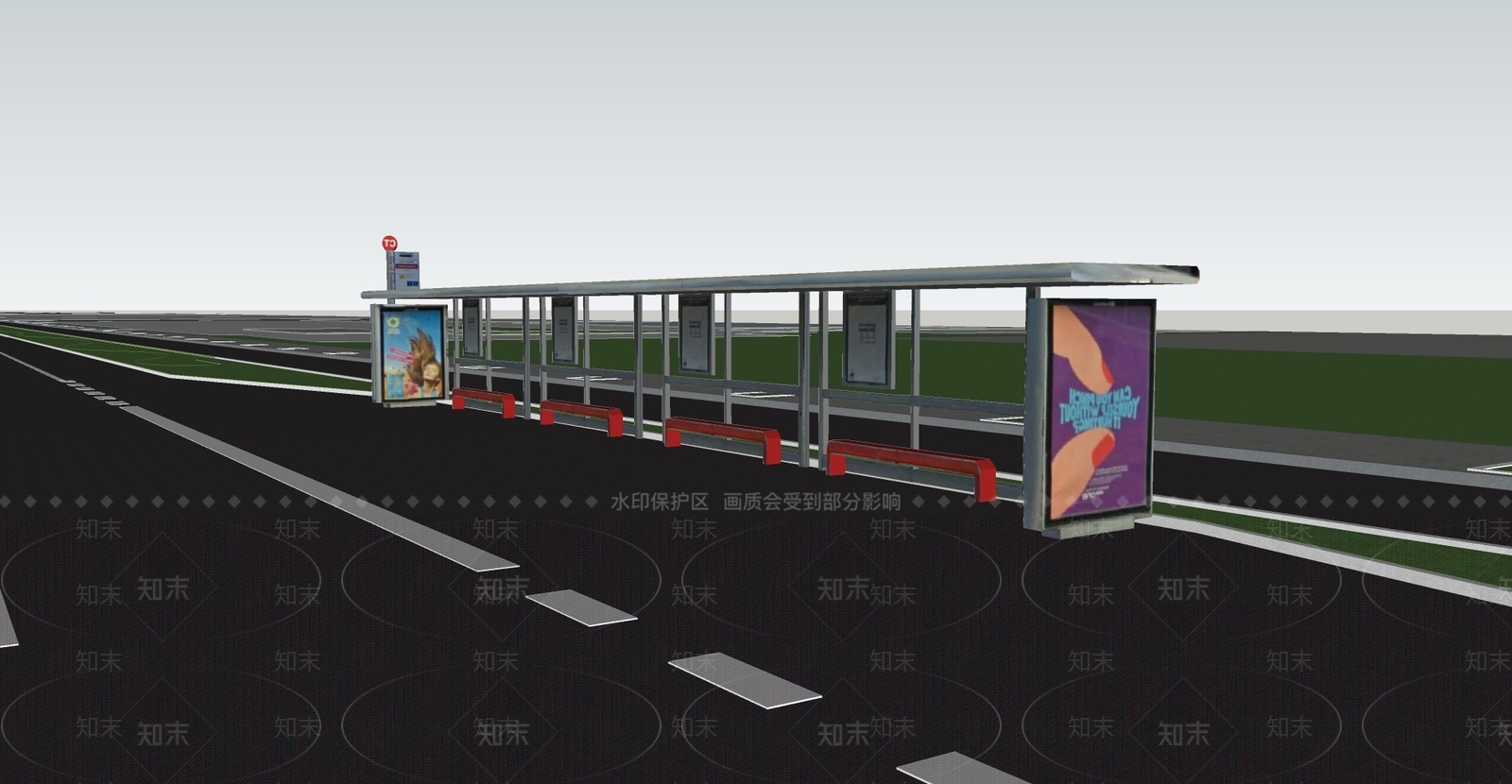 现代市政道路SU模型下载【ID:1123902773】