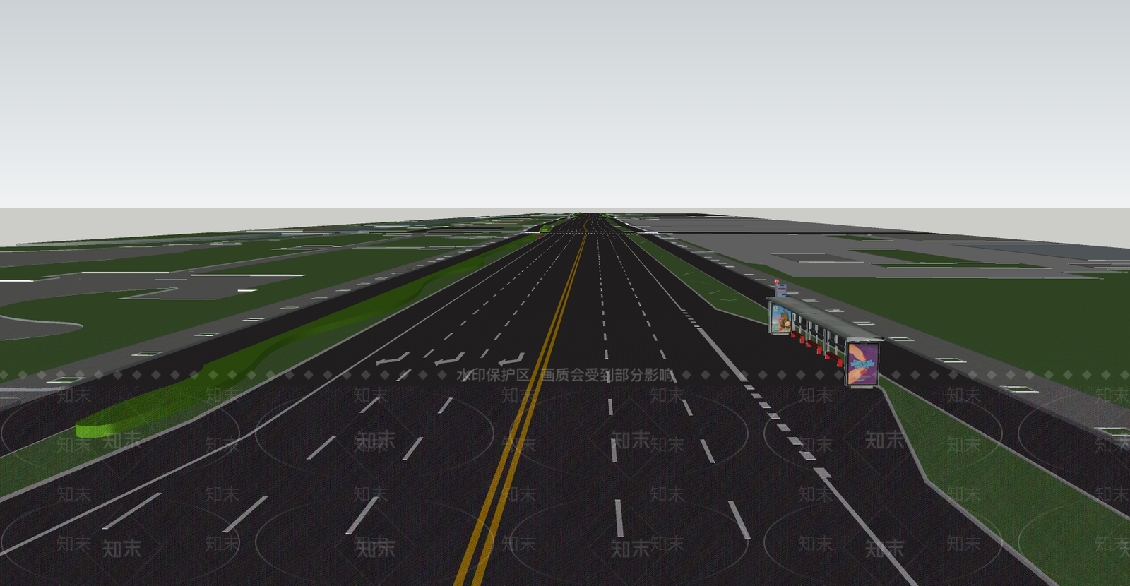 现代市政道路SU模型下载【ID:1123902773】