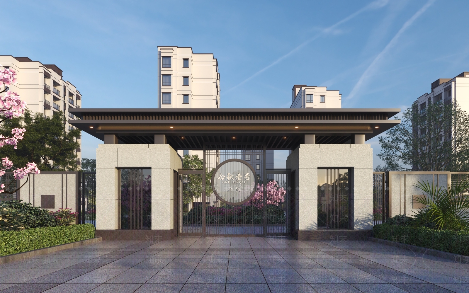 现代小区入口大门3D模型下载【ID:1123782298】