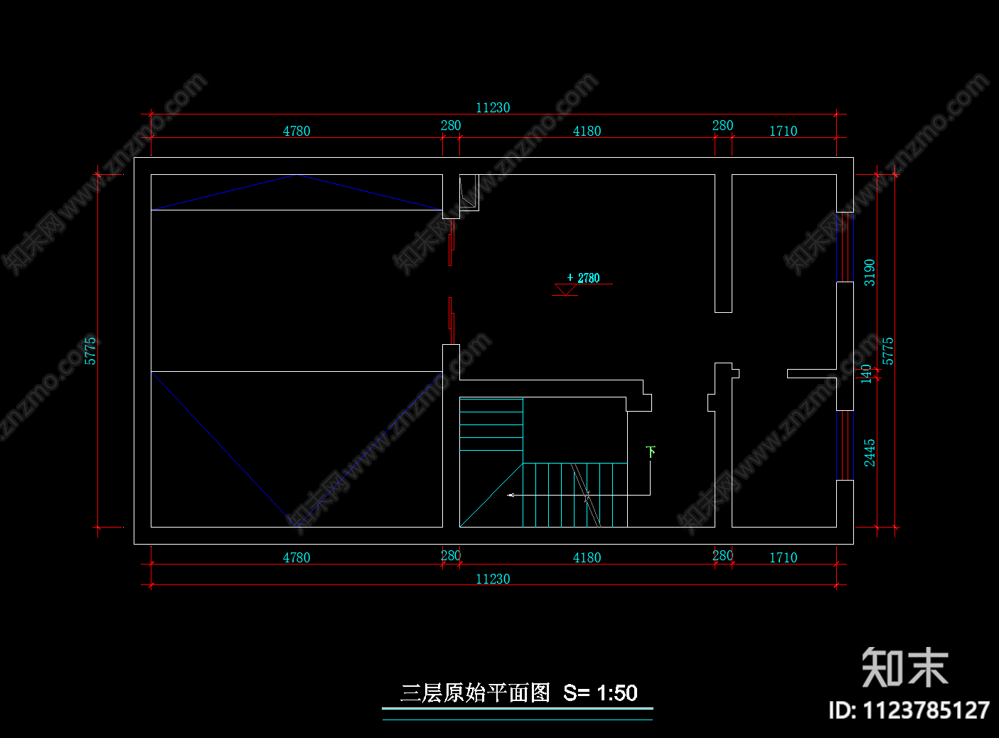 现代别墅空间平面装修图cad施工图下载【ID:1123785127】