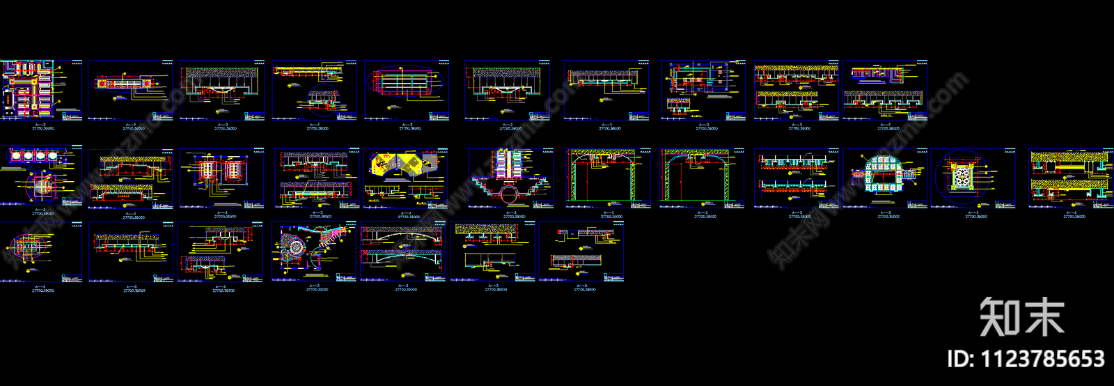 桑拿洗浴吊顶详图施工图下载【ID:1123785653】