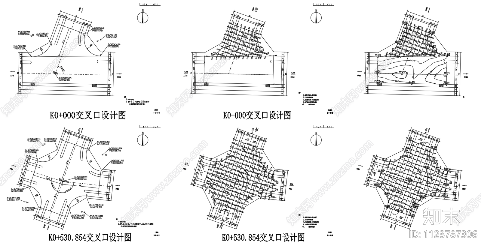 城市次干路道路交通交叉口设计图cad施工图下载【ID:1123787306】