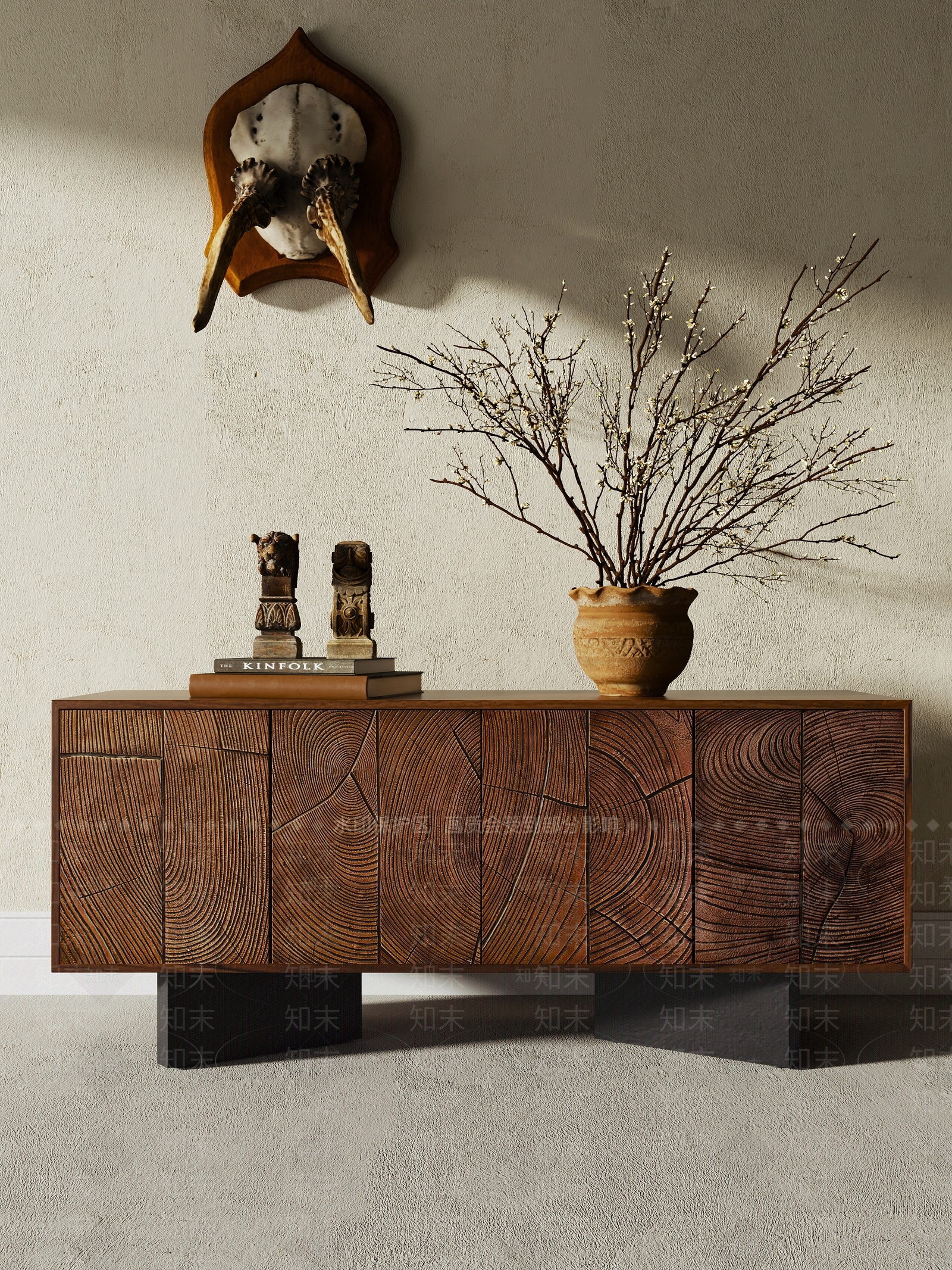 侘寂风玄关柜3D模型下载【ID:1123792876】