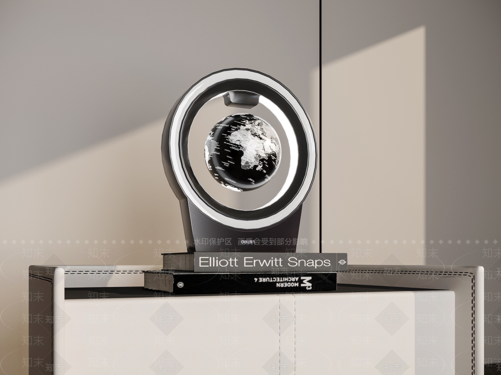 现代悬浮地球仪3D模型下载【ID:1123793503】