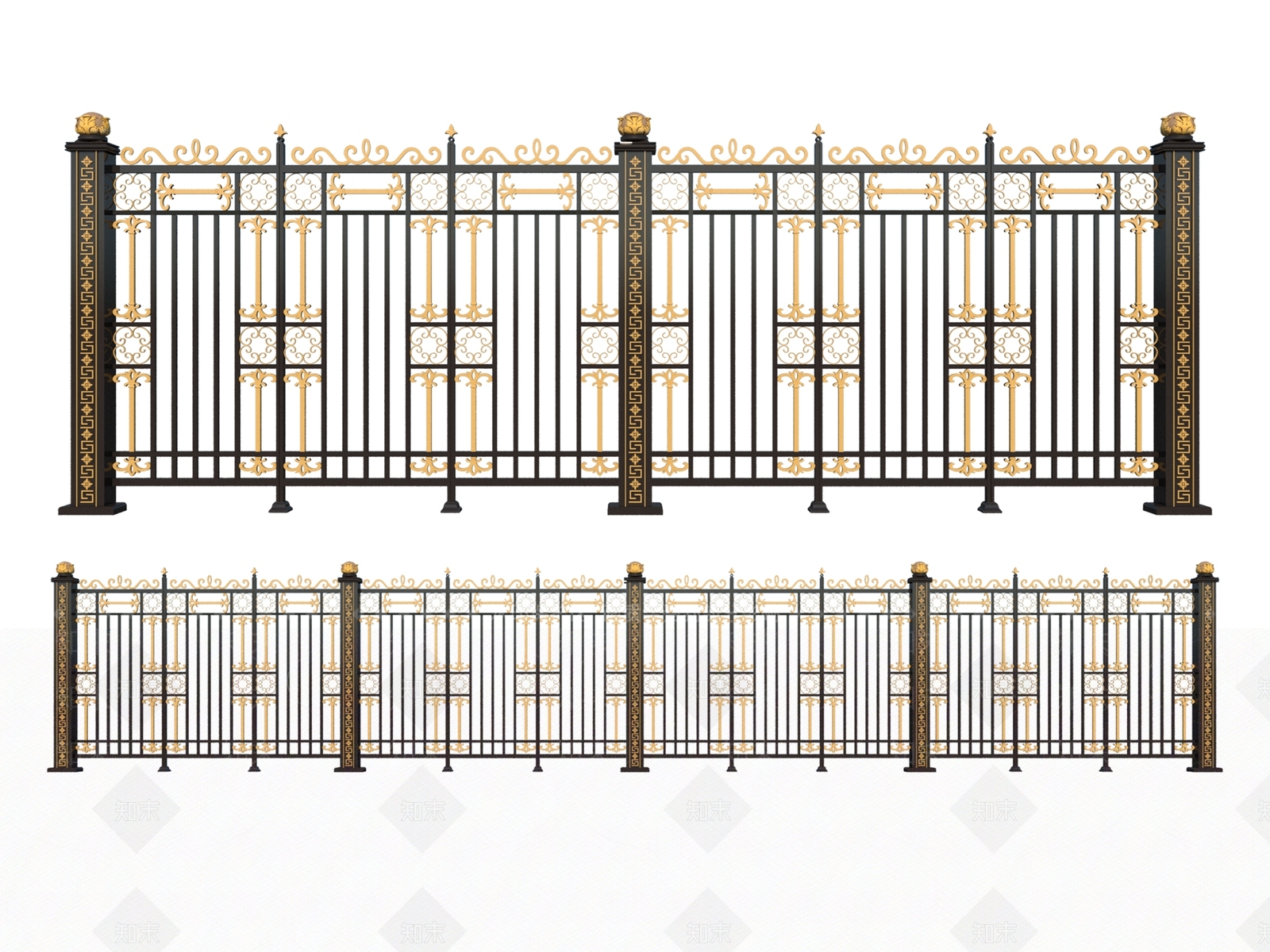 欧式风格铁艺栏杆SU模型下载【ID:1123799682】