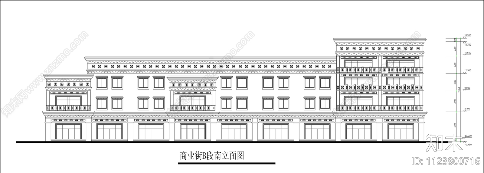 藏式风格临街cad立面施工图下载【ID:1123800716】