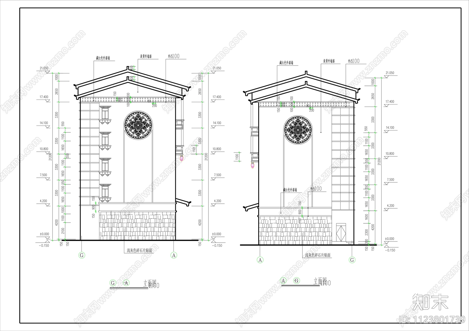 藏式建筑外观cad施工图下载【ID:1123801739】