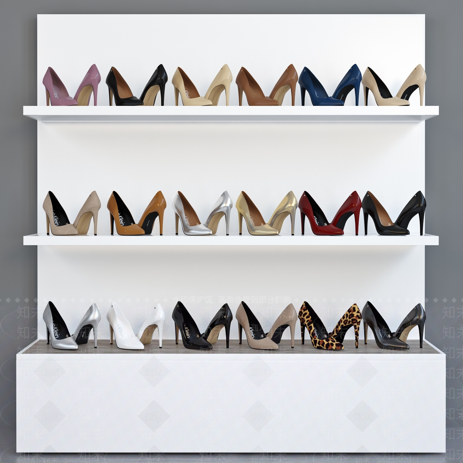 现代皮鞋货架3D模型下载【ID:1123815780】
