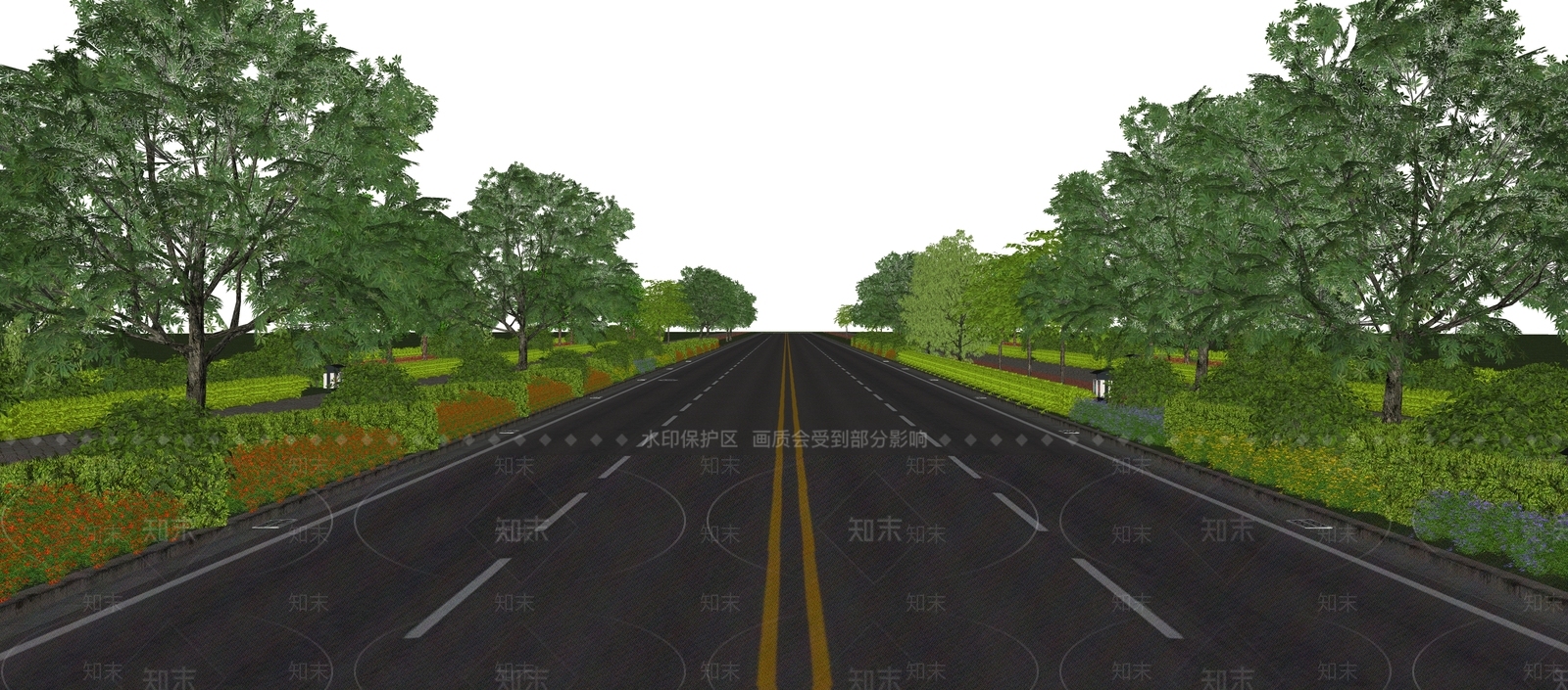 现代城市道路SU模型下载【ID:1123817175】